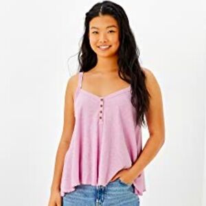 AE Size Small Henley babydoll tank top American Eagle Outfitters Pink NWT